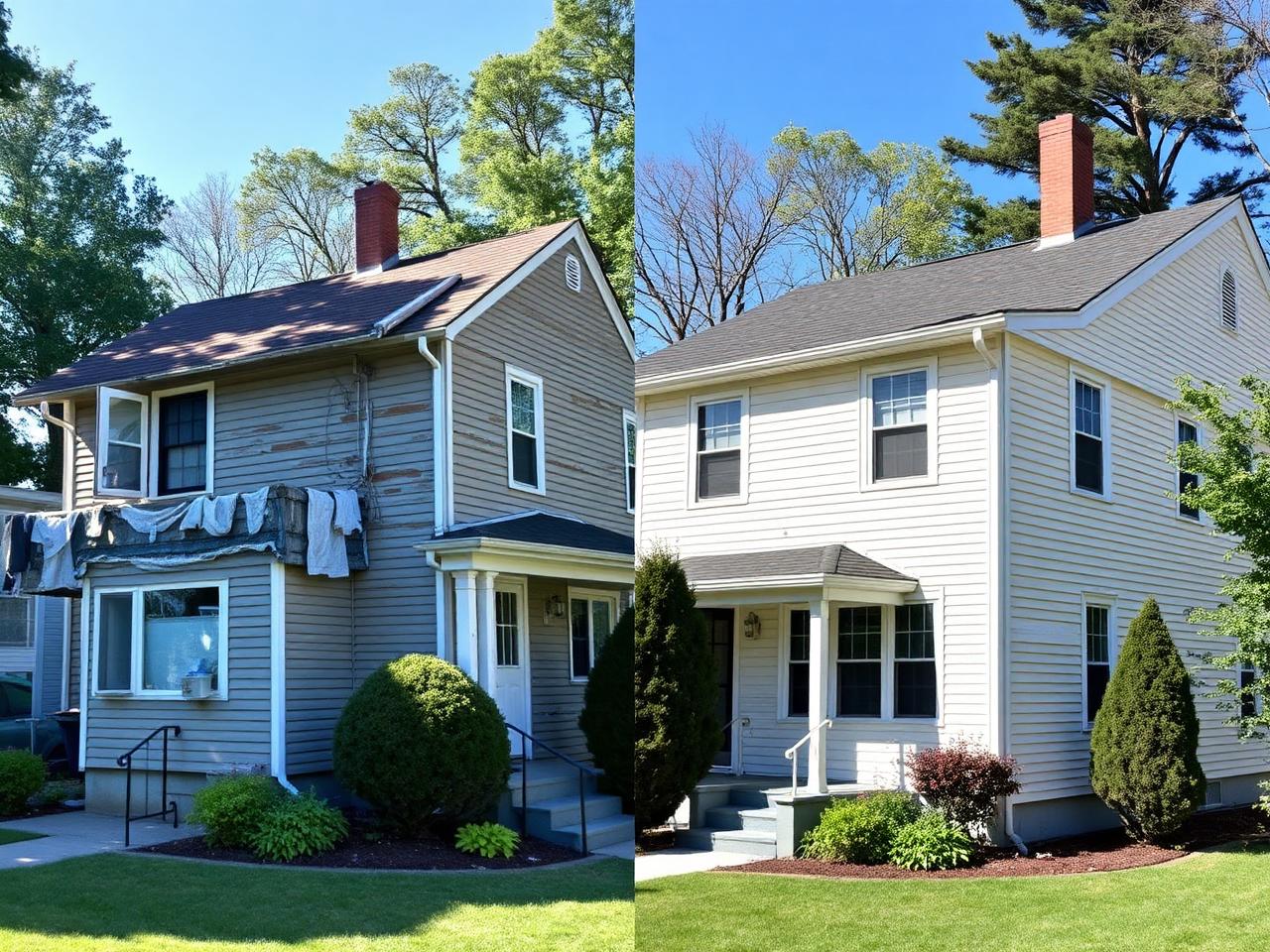 Before and after: Complete Exterior Renovation in Salem, MA